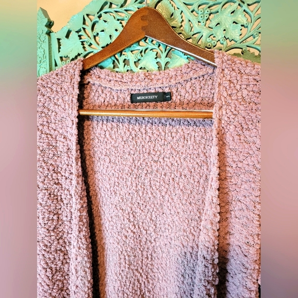 Merokeety | Taro Long Sleeve Popcorn Teddy Fuzzy Cardigan Sweater | Small - Picture 3 of 13